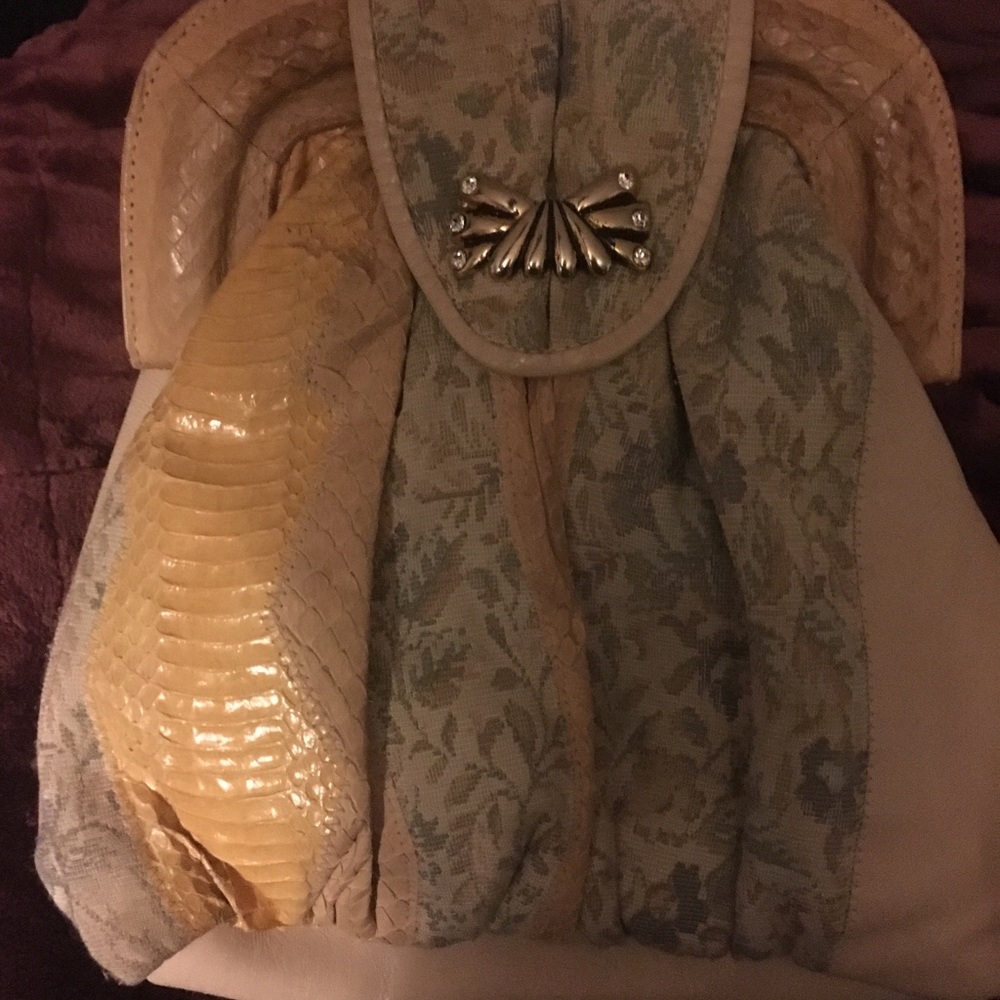 Snakeskin And Flower Handbag